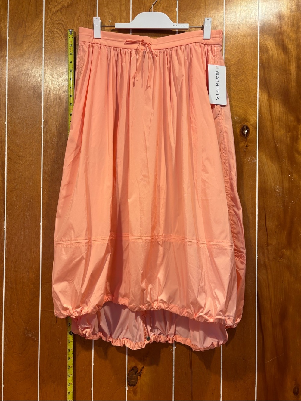 Athleta Light Coral Drawstring Bubble Hem Skirt Translucent Parachute Fabric - Picture 5 of 10